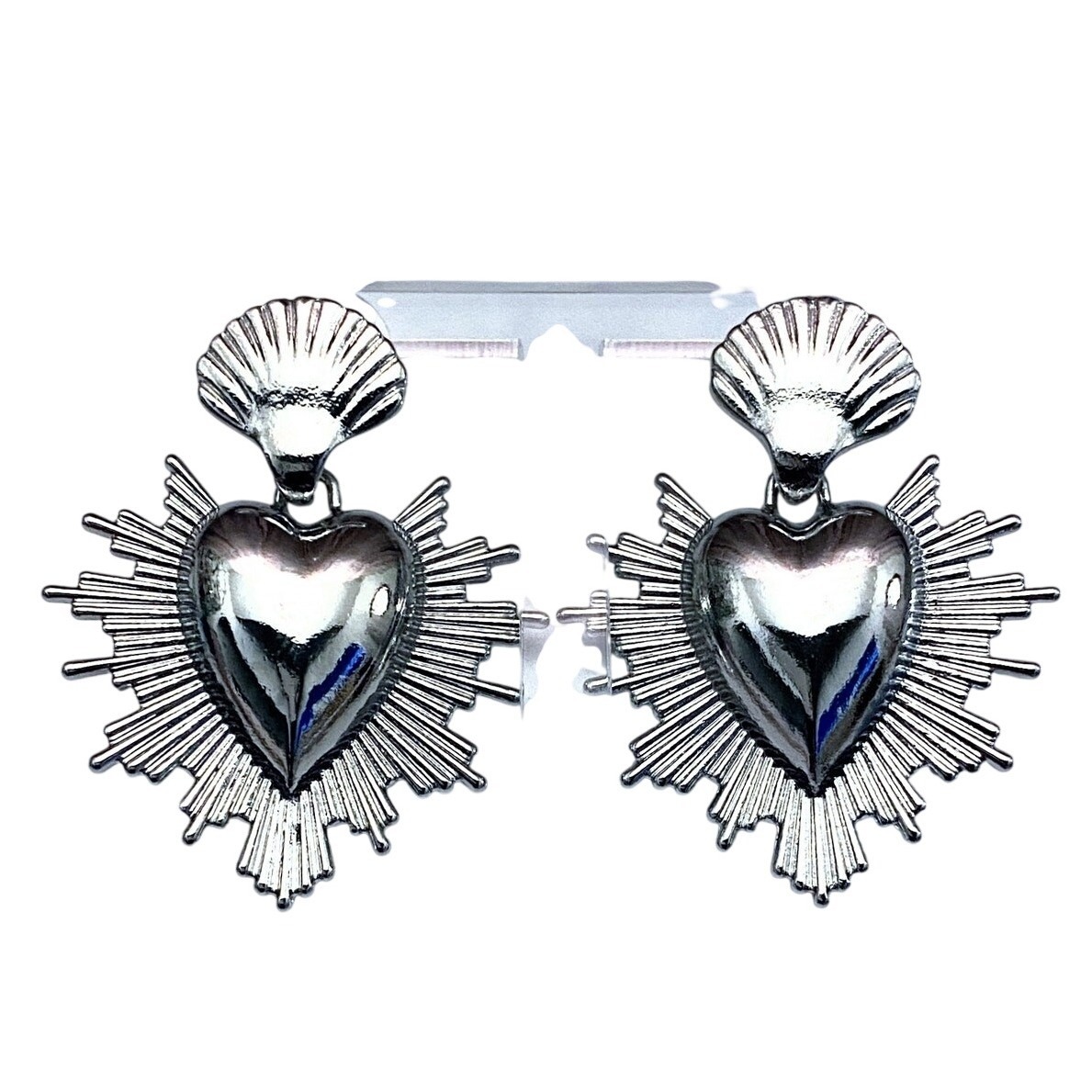 New Silver Milagro Corazon Sacred Heart Dangle Earrings Dangle Queen Halloween